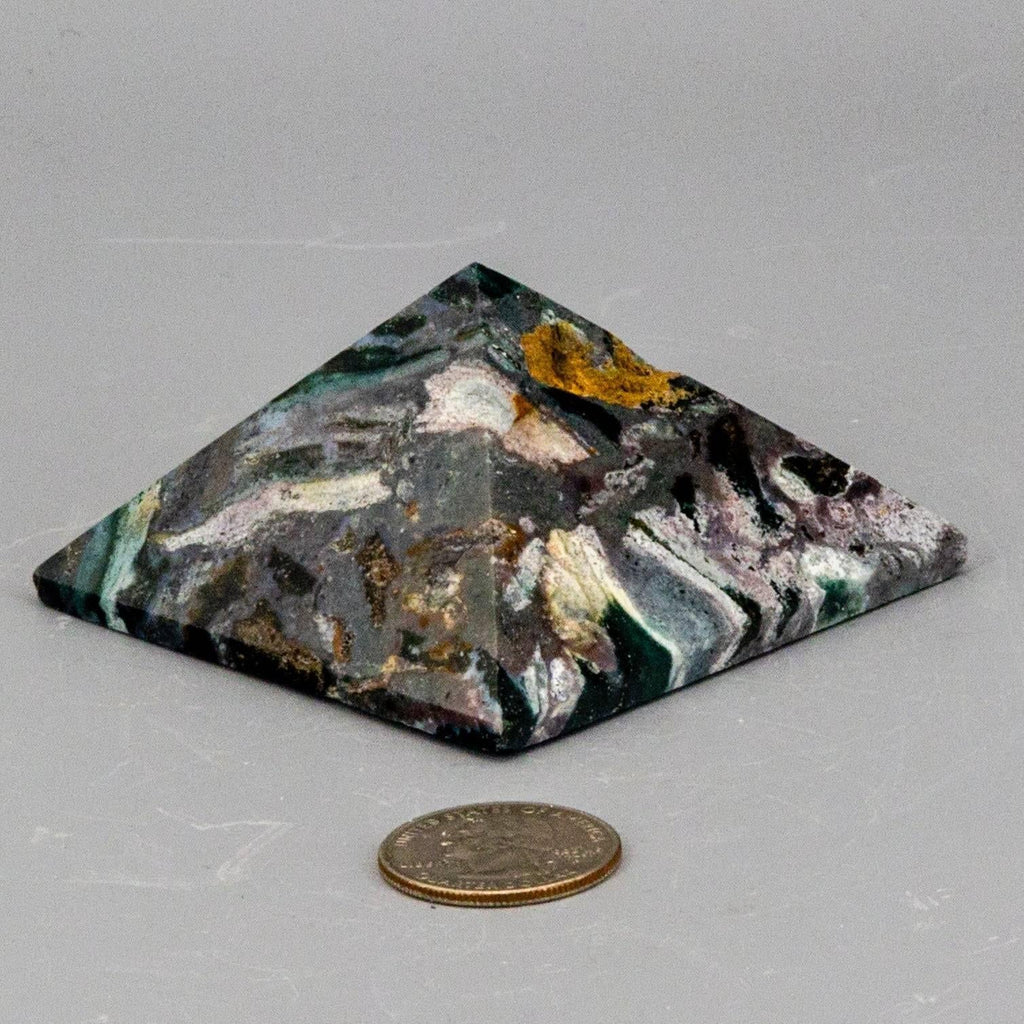 Moss Agate Crystal Pyramid for Growth and Abundance