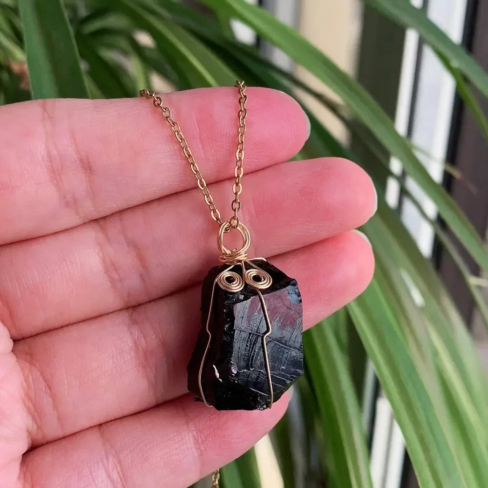 Raw Crystal Wire Wrap Necklaces