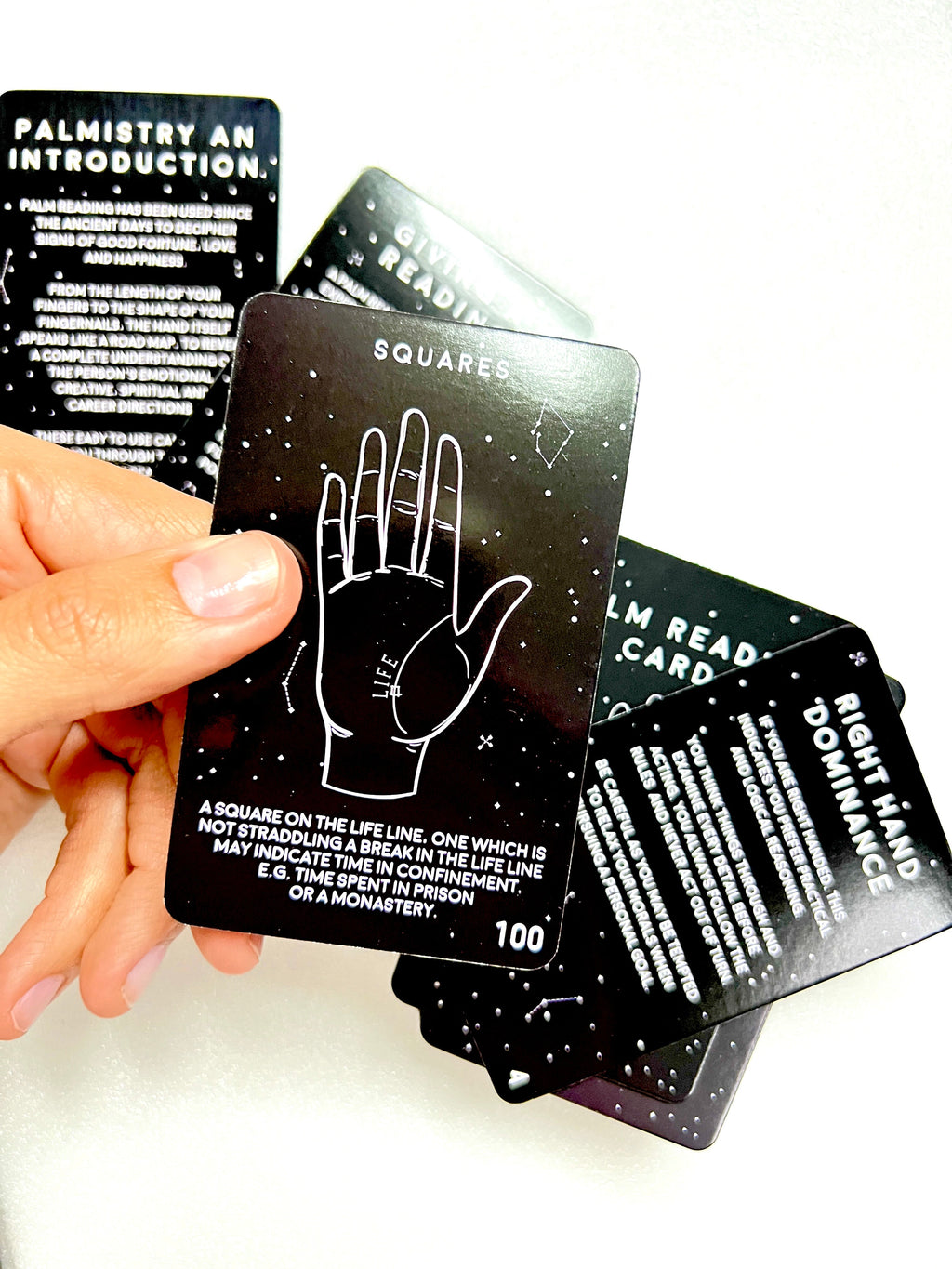 Palm Readings Cards - Set of 100 Flash Cards to Learn Palmistry and Divination