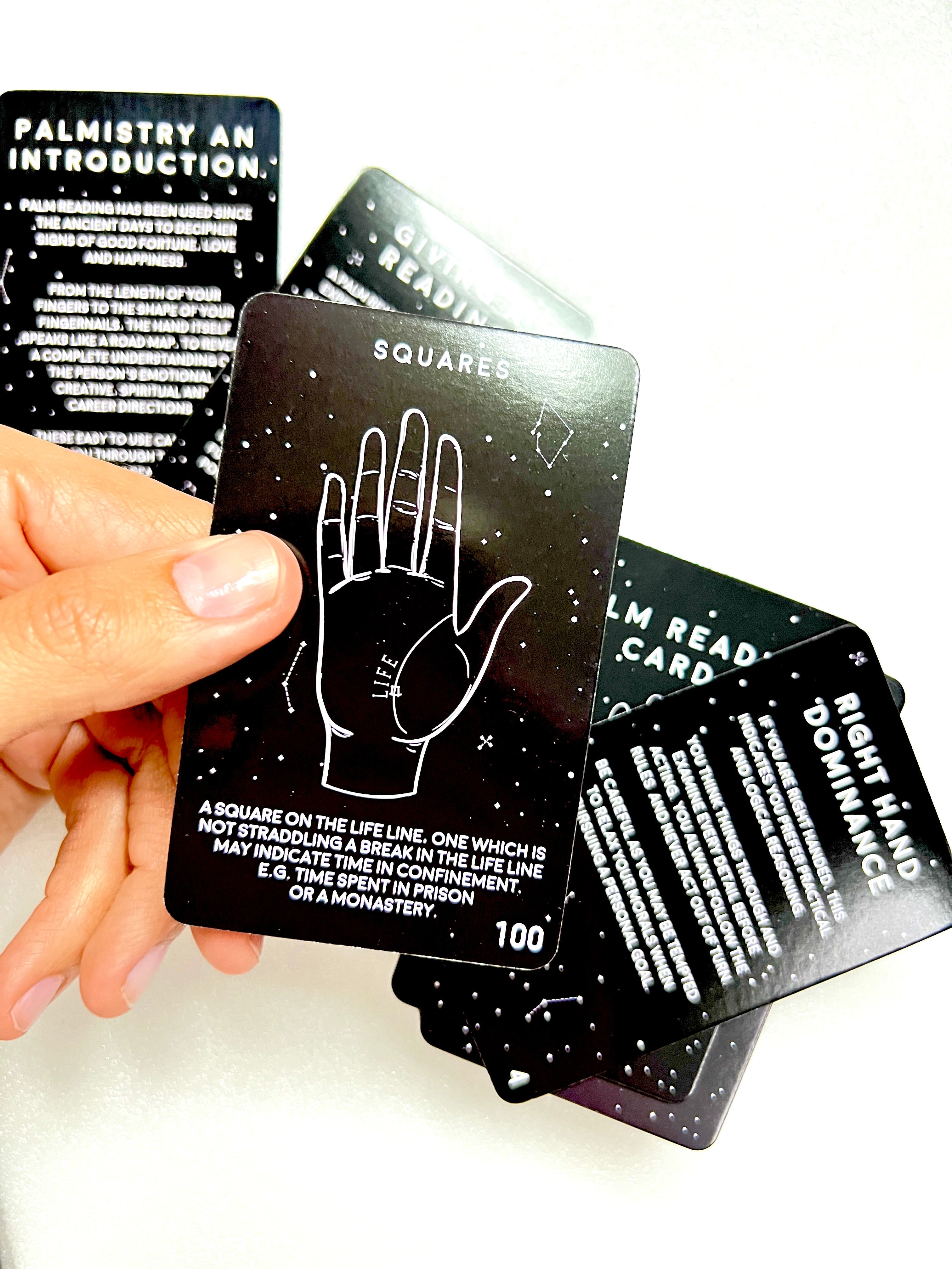 Palm Readings Cards - Set of 100 Flash Cards to Learn Palmistry and Divination