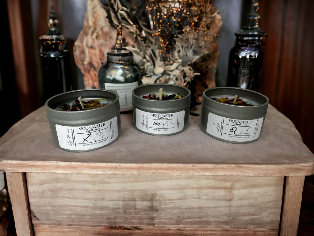 Zodiac Candles – 6 oz Astrology Inspired Candles with 40+ Hour Burn Time -- by Moon Water Apothecary!