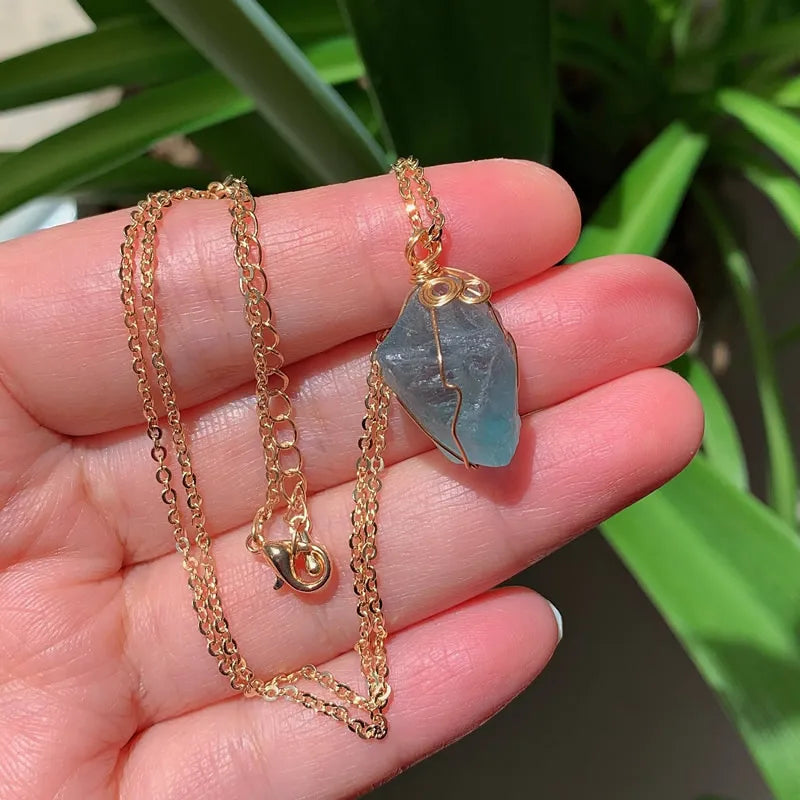 Raw Crystal Wire Wrap Necklaces