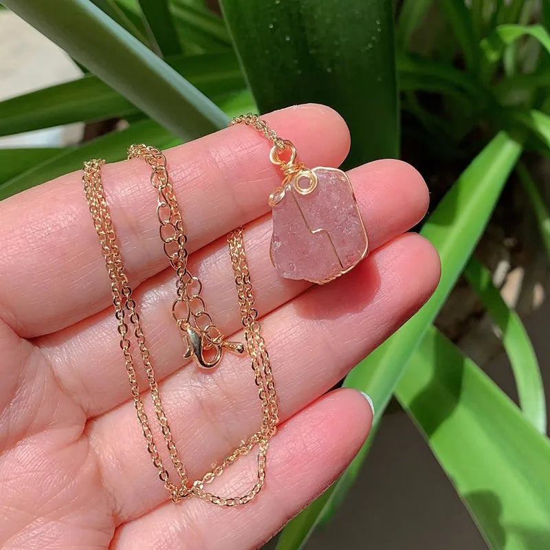 Raw Crystal Wire Wrap Necklaces