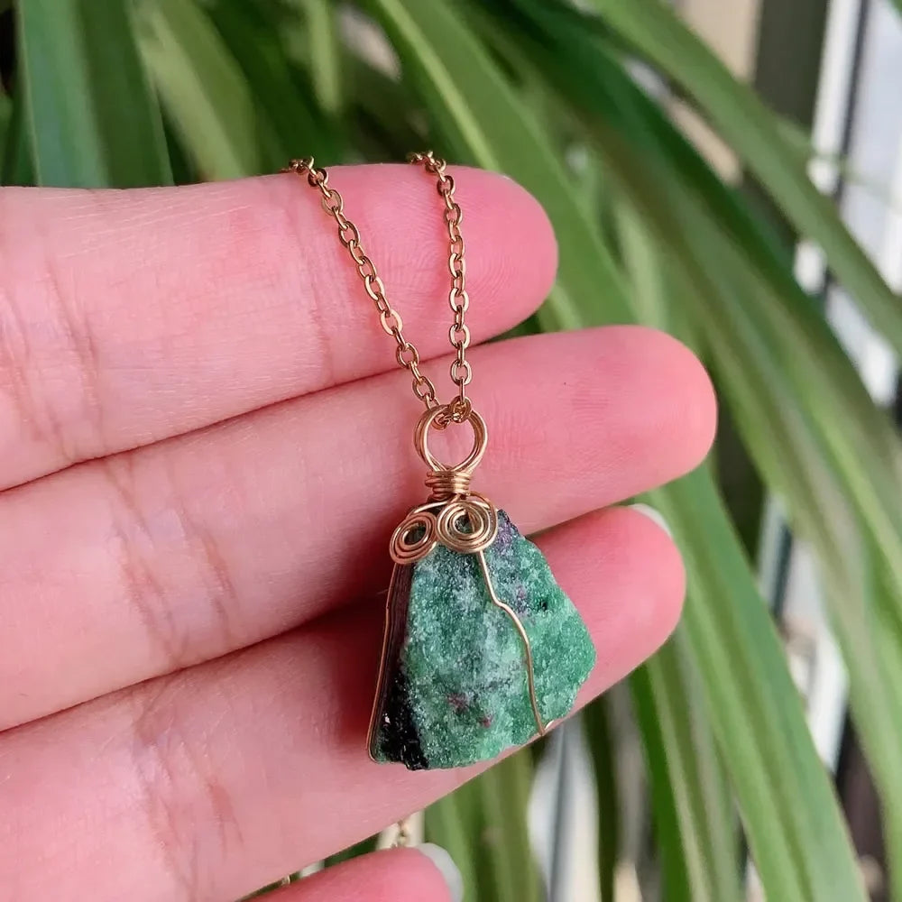 Raw Crystal Wire Wrap Necklaces