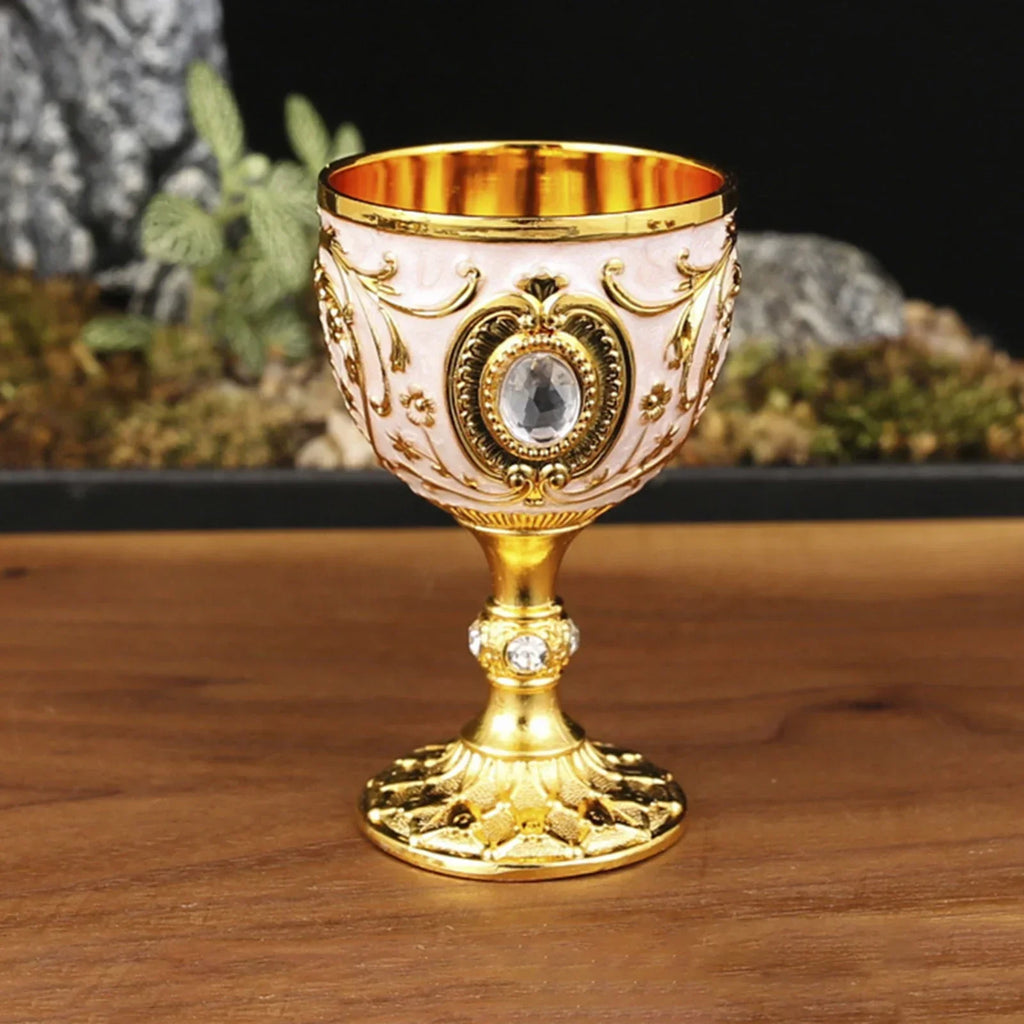 1Pc 30ml Light Luxury Goblet Embossed Wine Drink Cup Retro White Wine Chalice Communion Party Household Dining Gifts