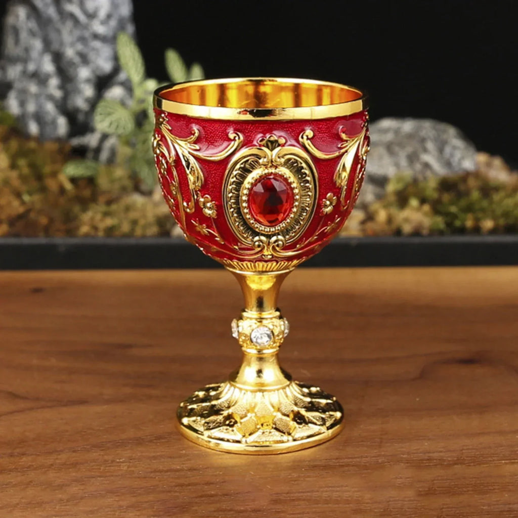 1Pc 30ml Light Luxury Goblet Embossed Wine Drink Cup Retro White Wine Chalice Communion Party Household Dining Gifts