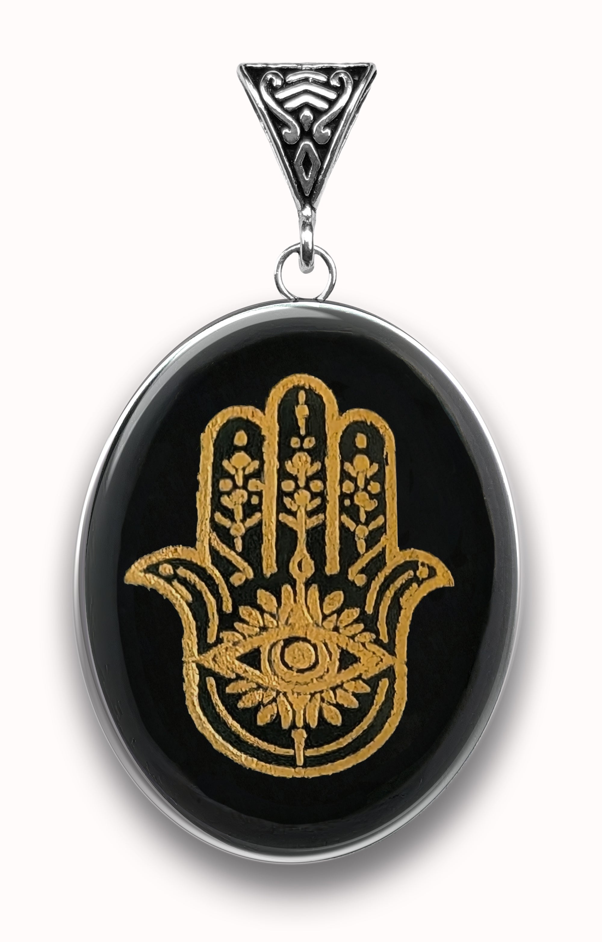 Obsidian Hamsa UP Symbology Gemstone for Warding