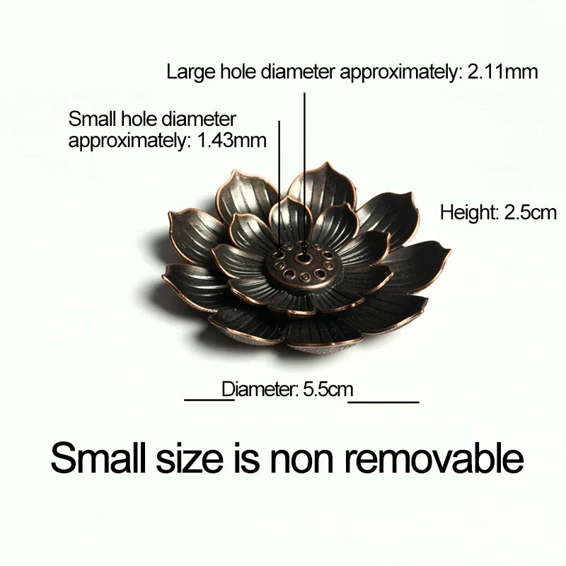Lotus Flower Incense Burner | Metal Wax Melt Holder for Temple and Home