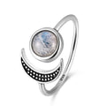 Sterling Silver Crescent Moon Crystal Rings