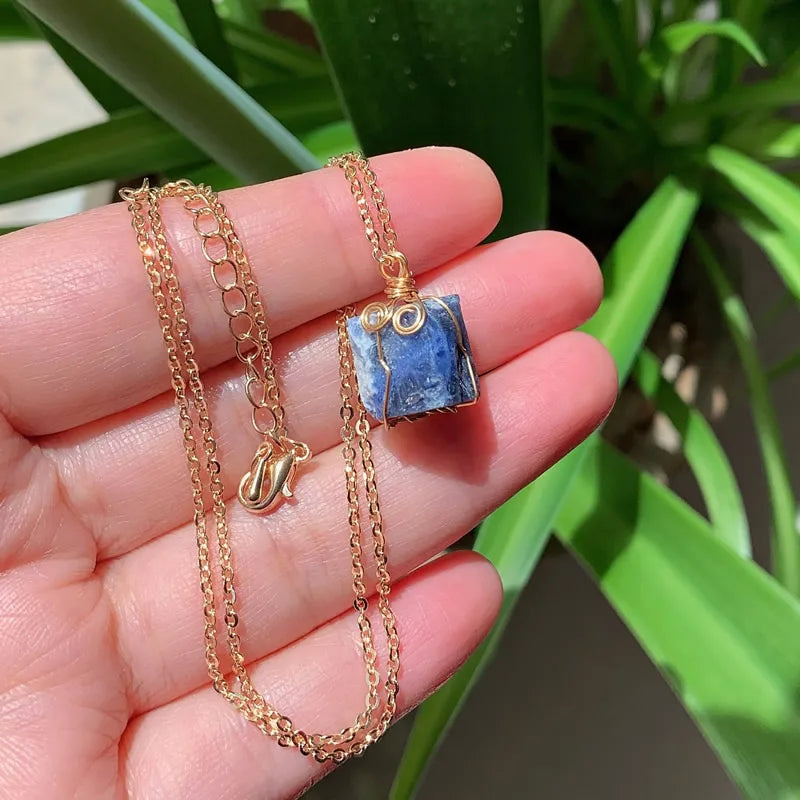 Raw Crystal Wire Wrap Necklaces