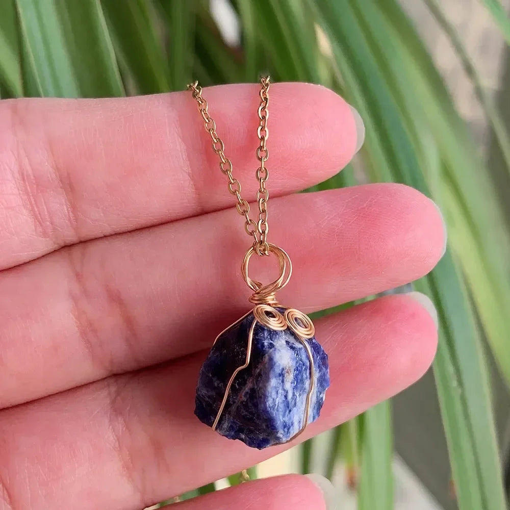 Raw Crystal Wire Wrap Necklaces