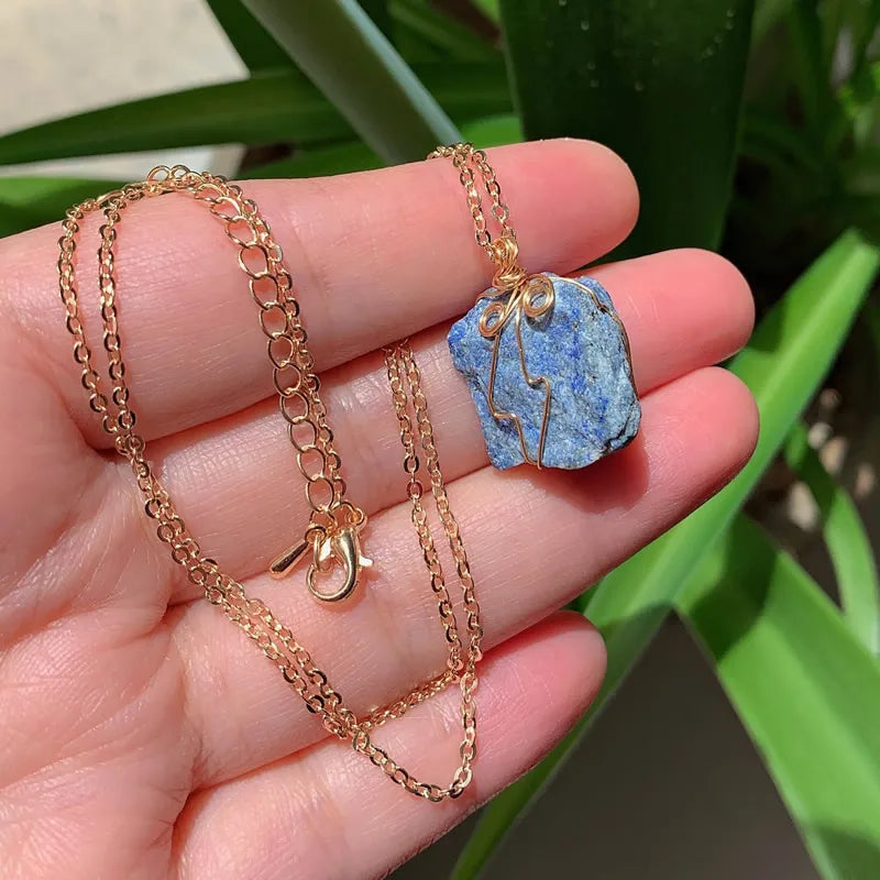 Raw Crystal Wire Wrap Necklaces