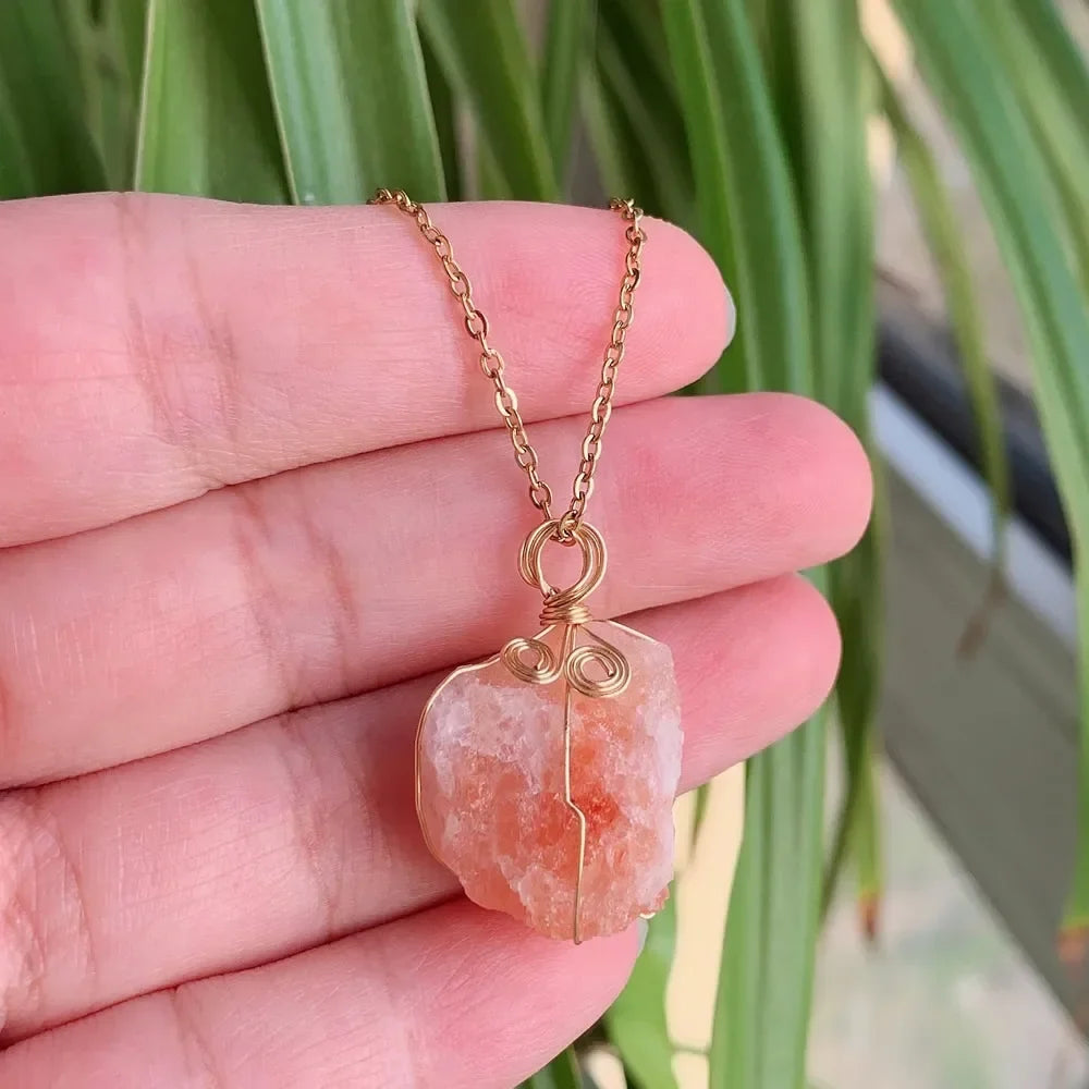 Raw Crystal Wire Wrap Necklaces