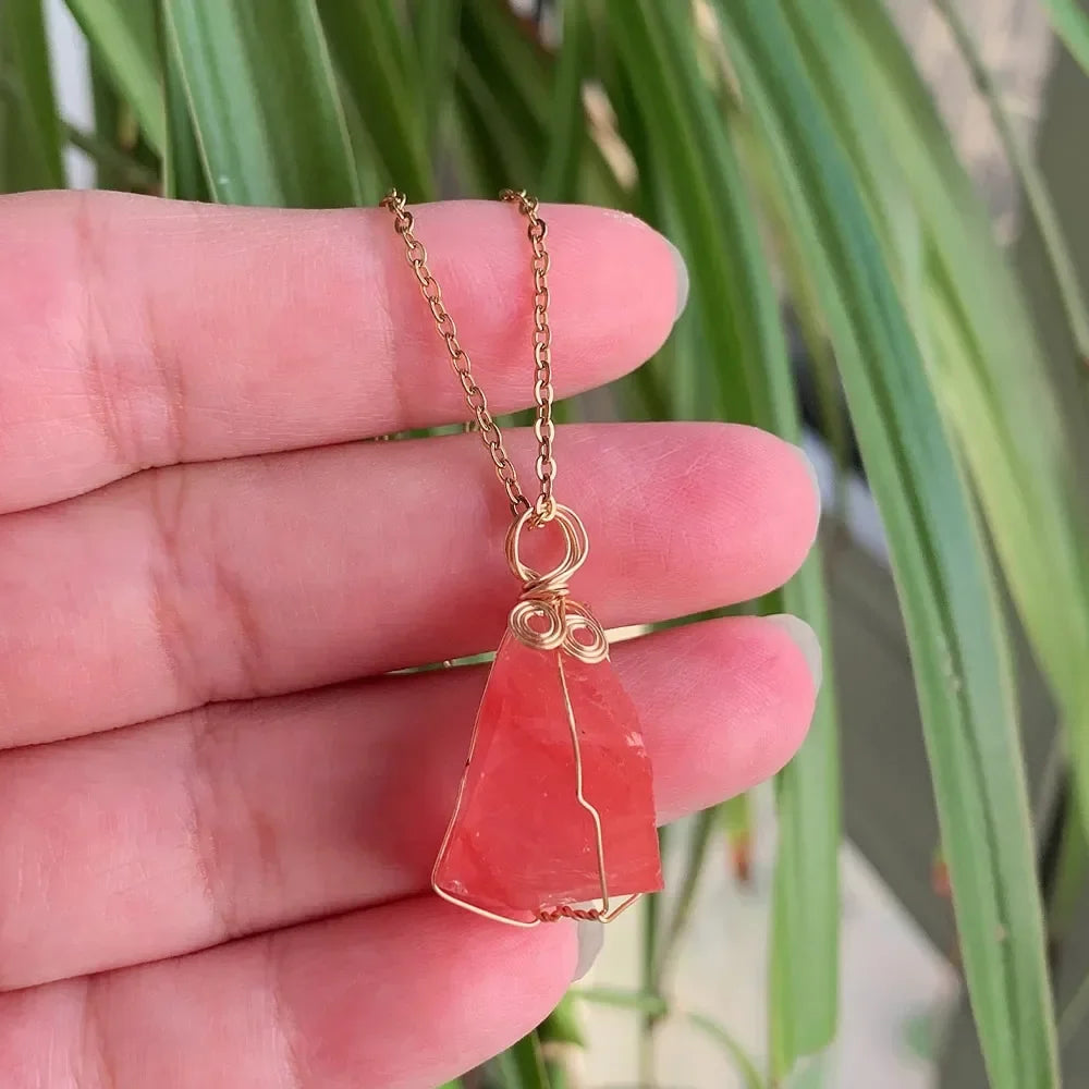 Raw Crystal Wire Wrap Necklaces