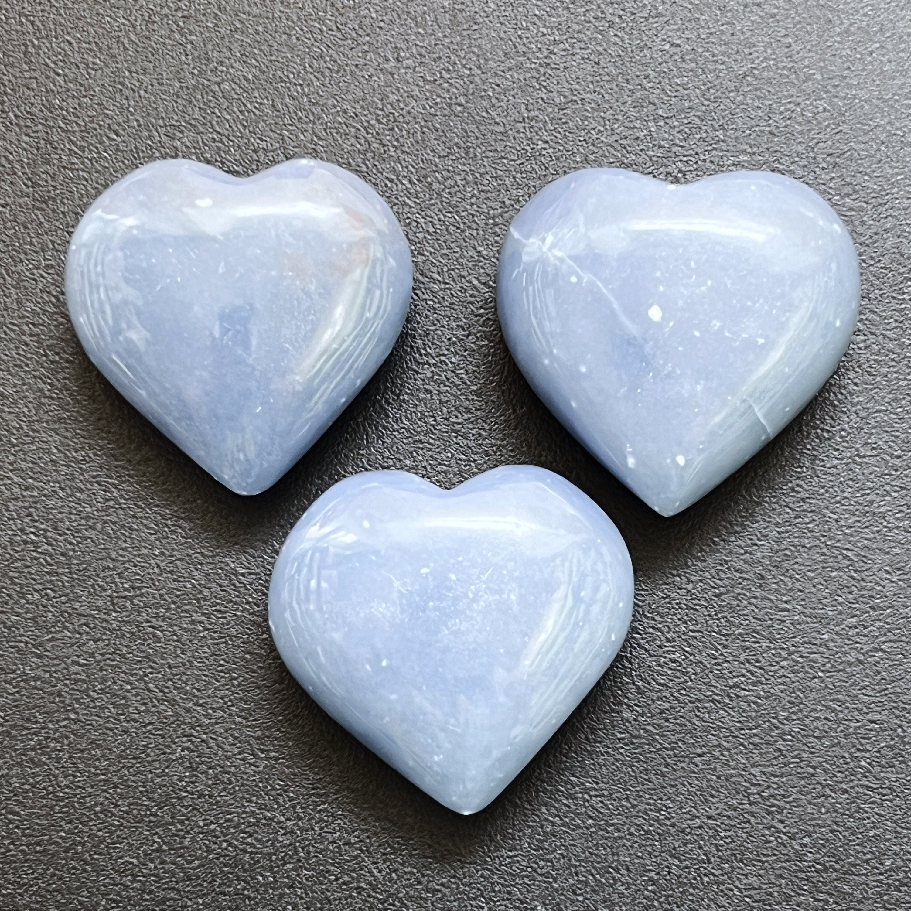 Blue Angelite Crystal Puffy Heart Carving