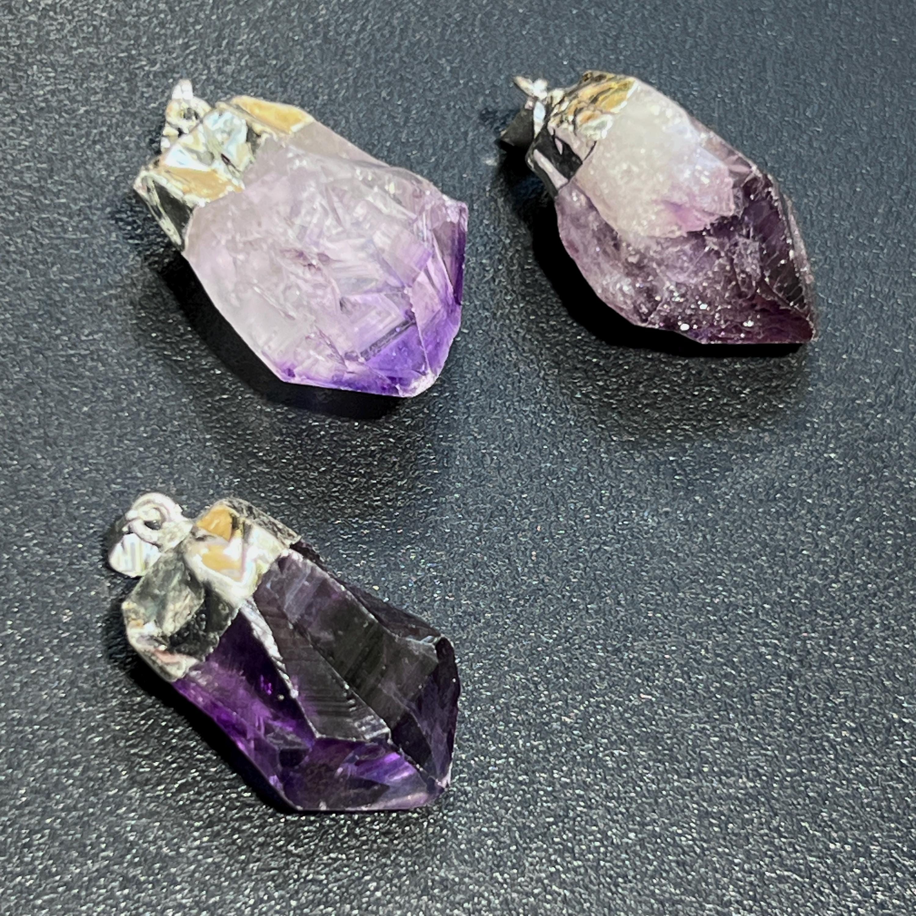 Amethyst Crystal Point Pendant (Silver Plated)