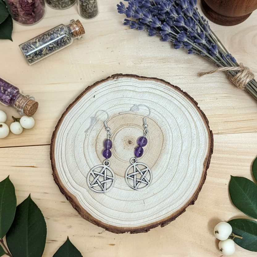 Crystal Pentacle Earrings (25 Crystal Options)