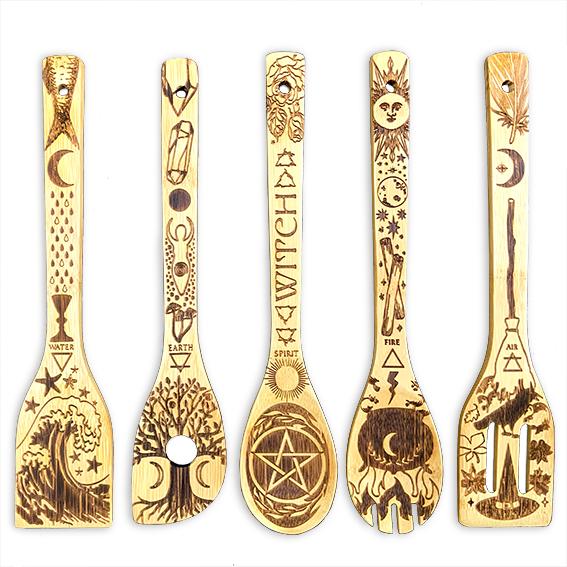 Large Bamboo Kitchen Utensils Set - The 5 Elements