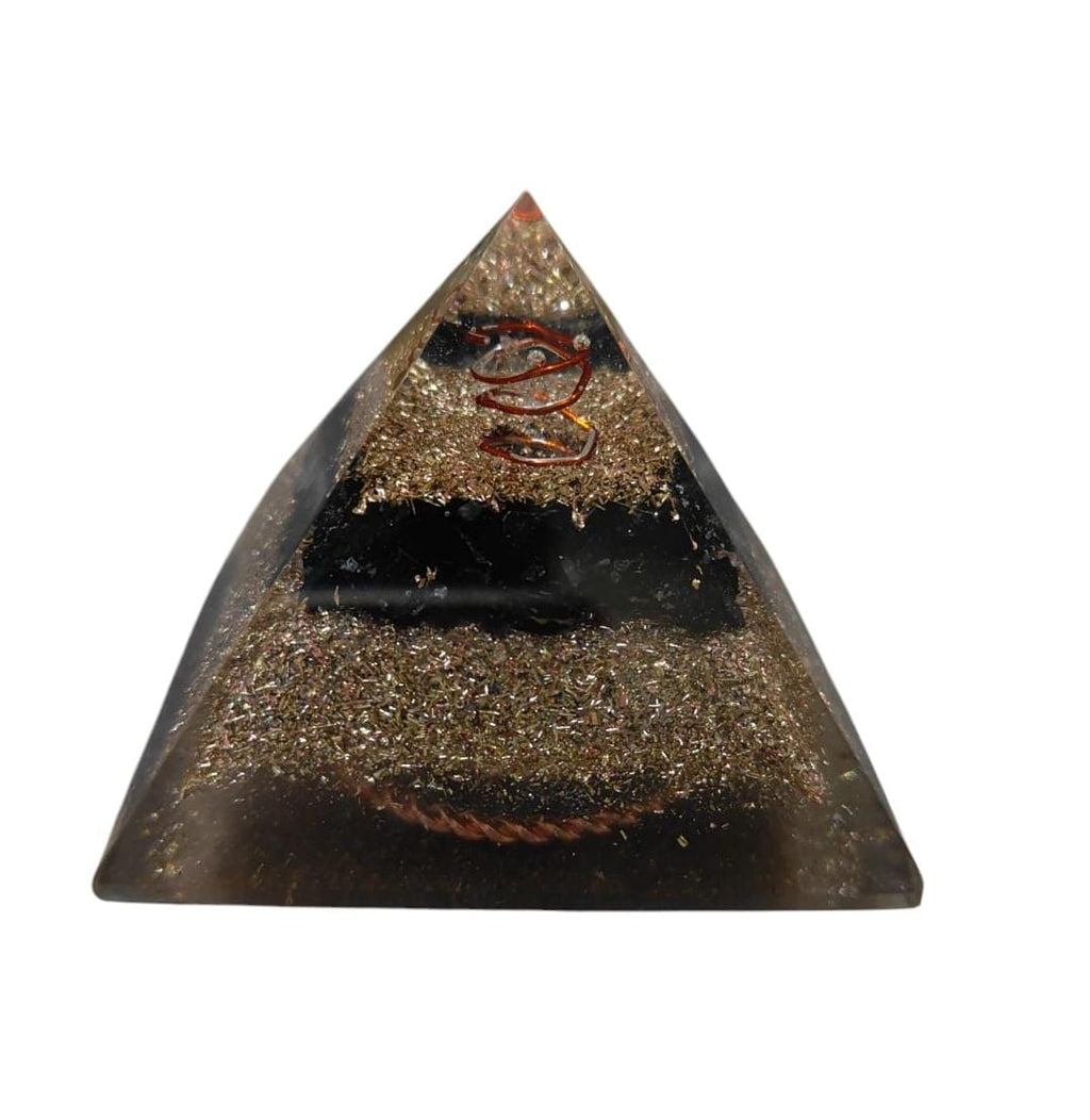 Mini Orgone Brass and Copper Black tourmaline Protection Pyramid
